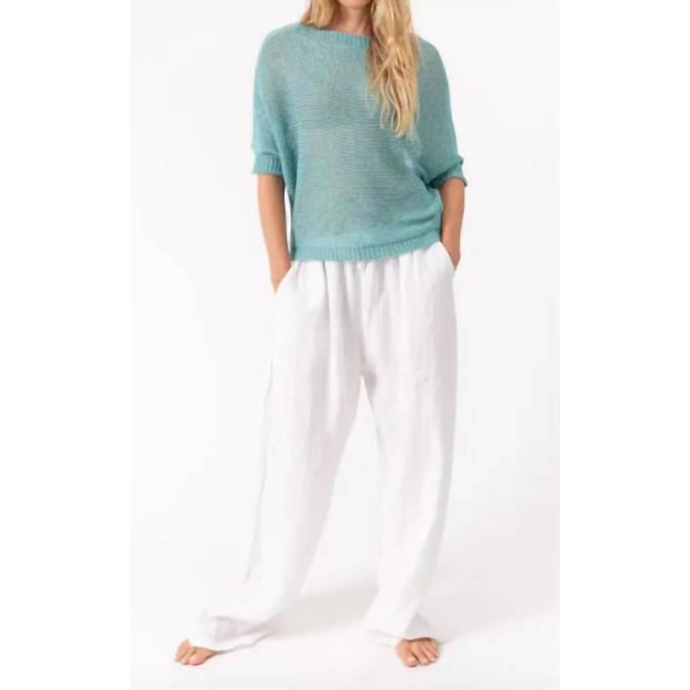 New M Made In Italy Linen Pant In White